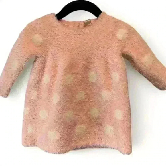 Tucker & Tate Baby Girl's Pink Polka Dot Fuzzy Dress-Size 3 months - Picture 1 of 3